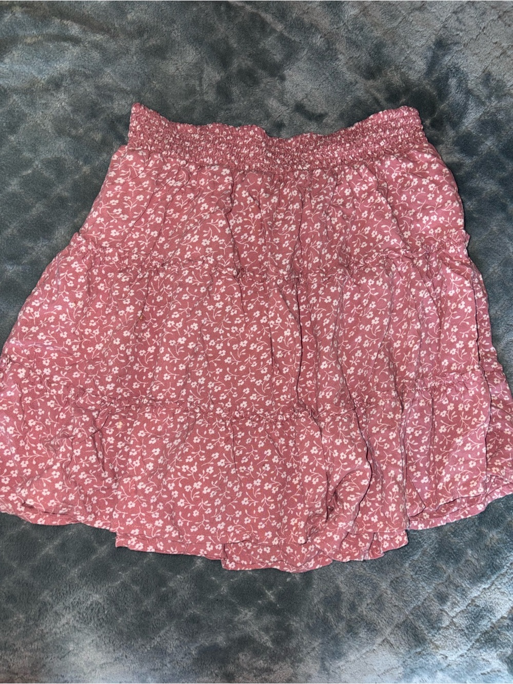 Hollister Rose-Pink Floral Smocked Mini Skirt
